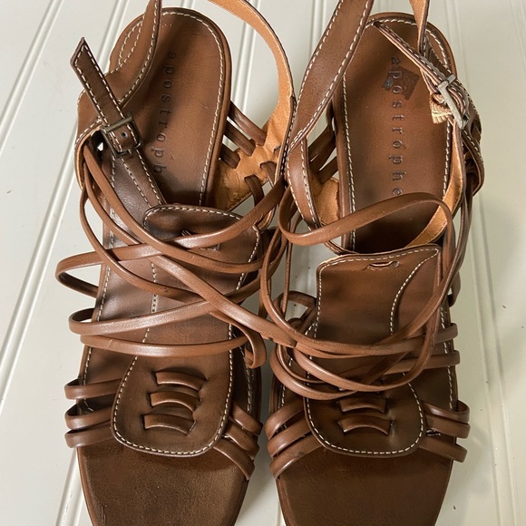 Apostrophe Shoes - Apostrophe ladies size 9 strappy heels with 4 1/2” heel height